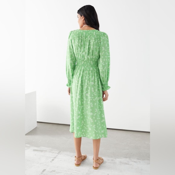 & OTHER STORIES Pleated Smock Midi Dress size 6 NWT - Picture 2 of 15